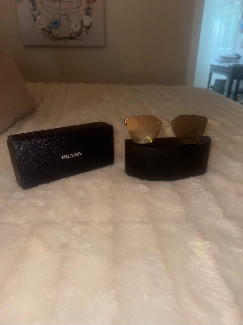 Prada Gold Metal Temple Sunglasses
